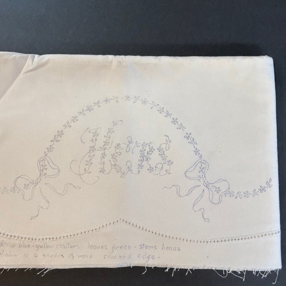 Vintage His‎ & Hers Stamped Pillow Tubing To Embroider 64x21 #1018 NOSWT